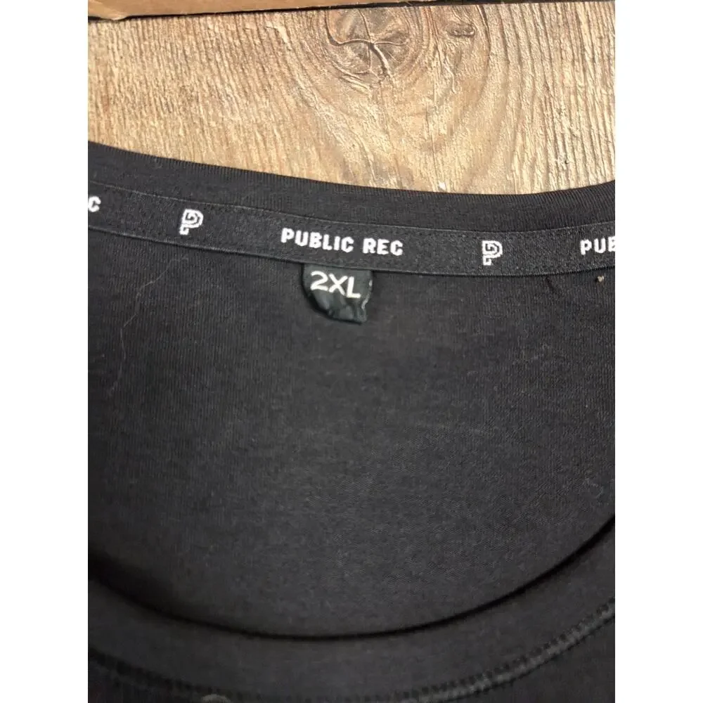 Public Rec Shirt Mens 2XL Black Long Sleeve Pima Cotton Stretch Tee Athletic